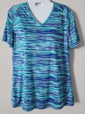 Reel Legends Freeline Women's Blue Aqua Performance V Neck Shirt Size Medium
